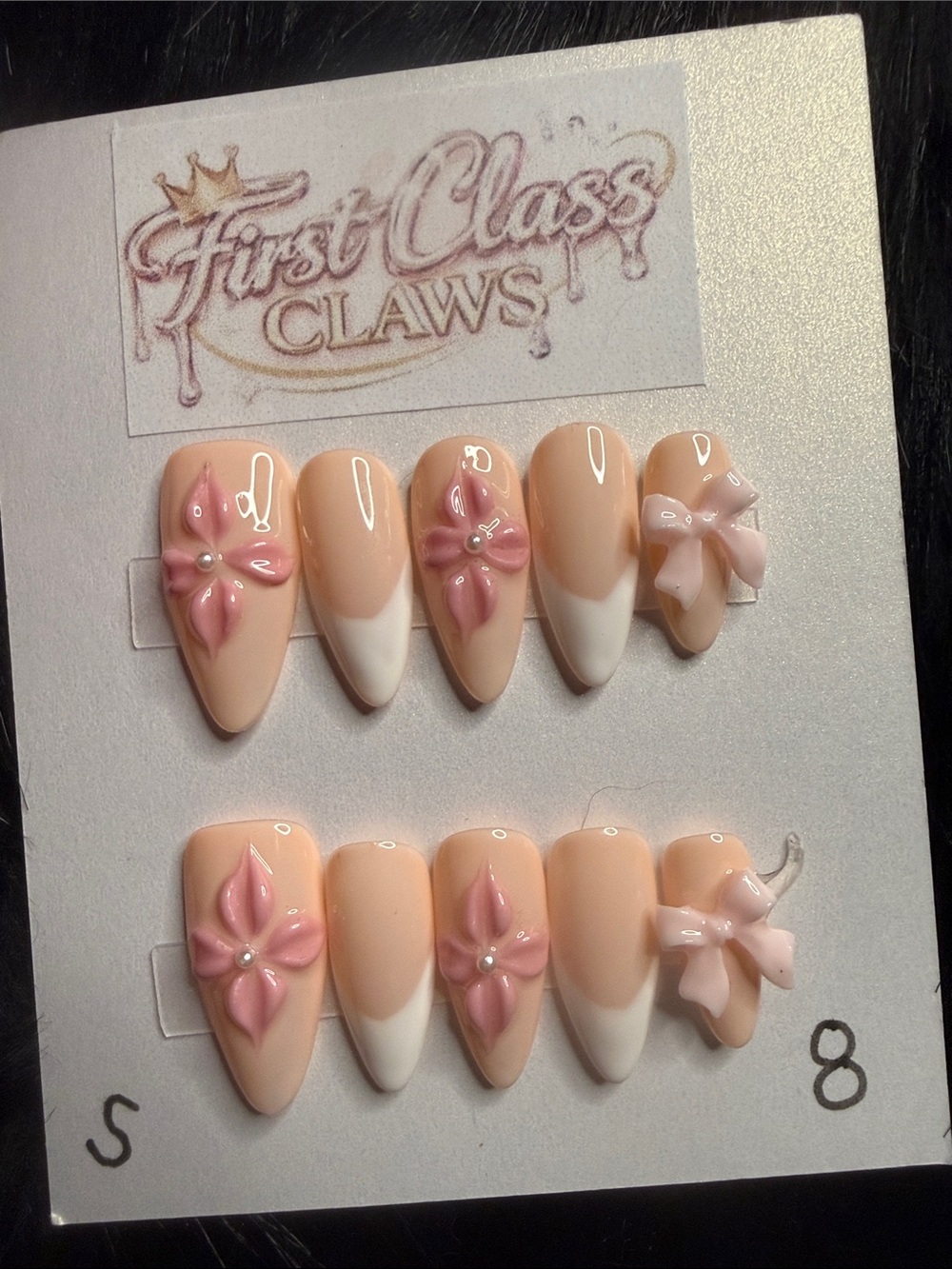Pink Floral French Press-On Nails